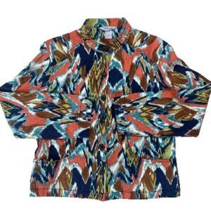 Koret City Blues Ikat Print Jacket Sz 10